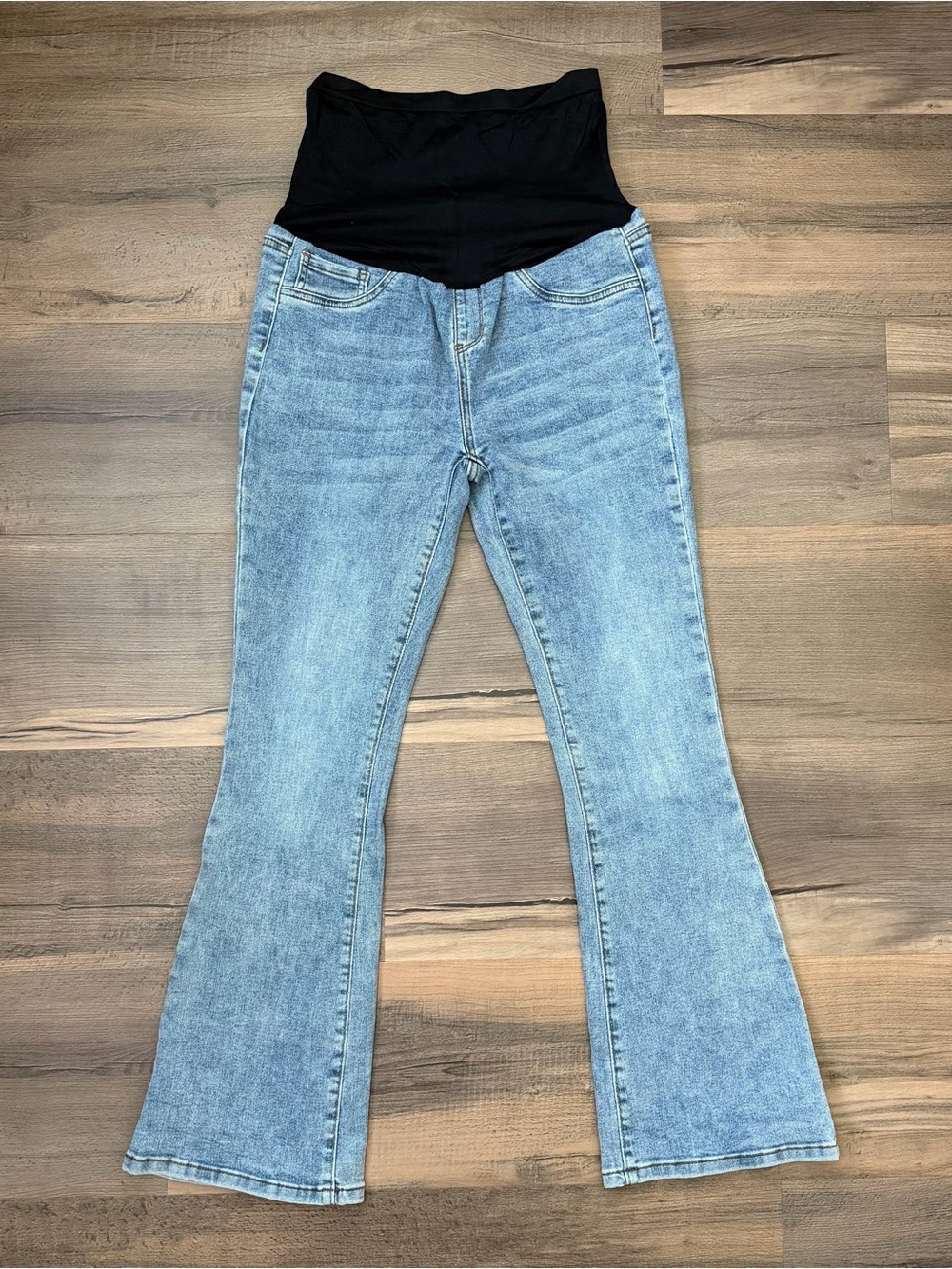 Love Soho Maternity Over the Belly Band Flare Jeans - Medium Light Wash Size M